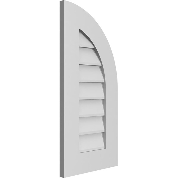 Ekena Millwork Quarter Round Top Right Surface Mount PVC Gable Vent w/ 3-1/2"W x 1"P Standard Frame, 14"W x 28"H - GVPQR14X2801SN
