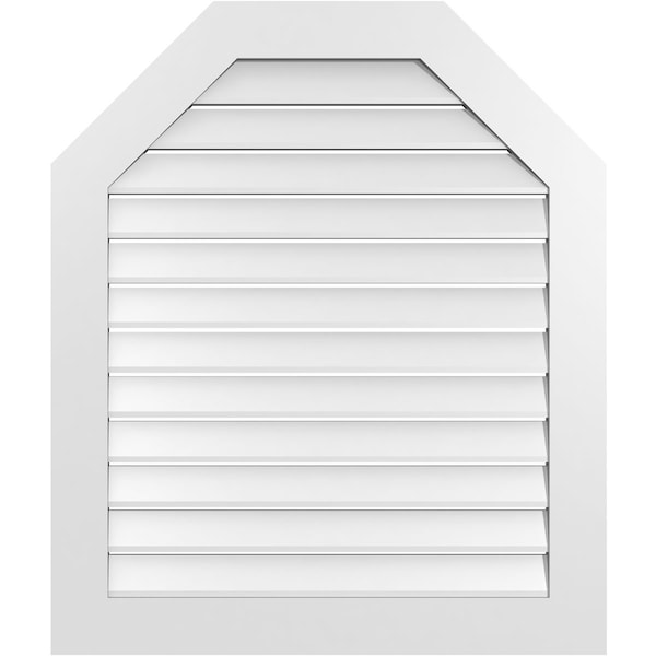 Ekena Millwork Octagonal Top Surface Mount PVC Gable Vent: Functional, w/ 3-1/2"W x 1"P Standard Frame, 34"W x 40"H - GVPOT34X4001SF