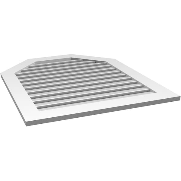 Ekena Millwork Octagonal Top Surface Mount PVC Gable Vent: Functional, w/ 3-1/2"W x 1"P Standard Frame, 34"W x 40"H - GVPOT34X4001SF