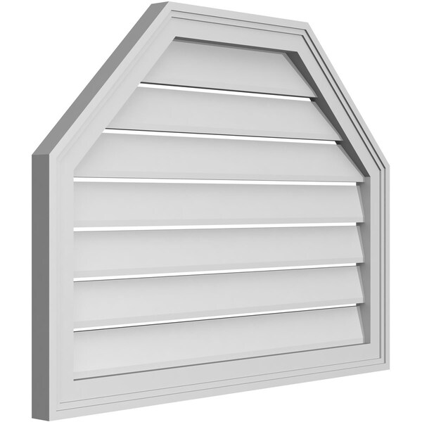 Ekena Millwork Octagonal Top Surface Mount PVC Gable Vent w/ 2"W x 1-1/2"P Brickmould Frame, 32"W x 24"H - GVPOT32X2402SF