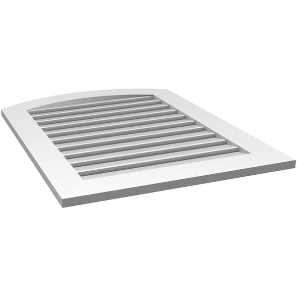 Ekena Millwork Arch Top Surface Mount PVC Gable Vent: Non-Functional, w/ 3-1/2"W x 1"P Standard Frame, 28"W x 34"H - GVPAR28X3401SN