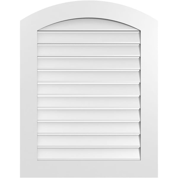 Ekena Millwork Arch Top Surface Mount PVC Gable Vent: Non-Functional, w/ 3-1/2"W x 1"P Standard Frame, 28"W x 34"H - GVPAR28X3401SN