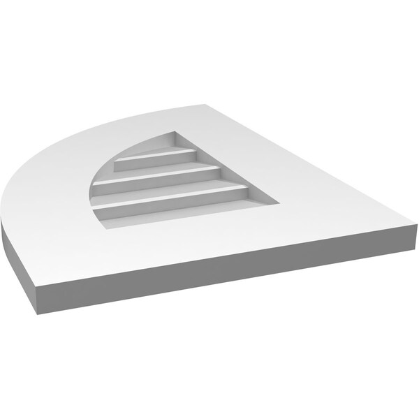 Ekena Millwork Quarter Round Top Left Surface Mount PVC Gable Vent w/ 3-1/2"W x 1"P Standard Frame, 14"W x 18"H - GVPQL14X1801SN