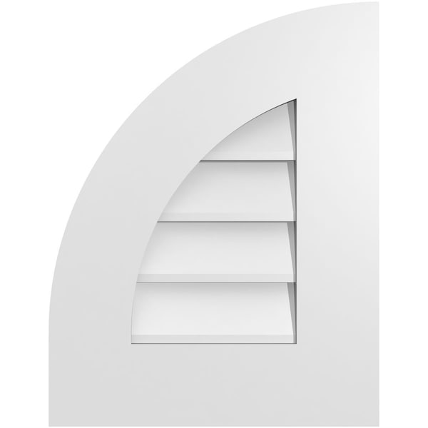 Ekena Millwork Quarter Round Top Left Surface Mount PVC Gable Vent w/ 3-1/2"W x 1"P Standard Frame, 14"W x 18"H - GVPQL14X1801SN