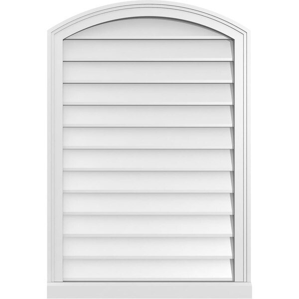 Ekena Millwork Arch Top Surface Mount PVC Gable Vent: Functional, w/ 2"W x 2"P Brickmould Sill Frame, 26"W x 38"H - GVPAR26X3803SF