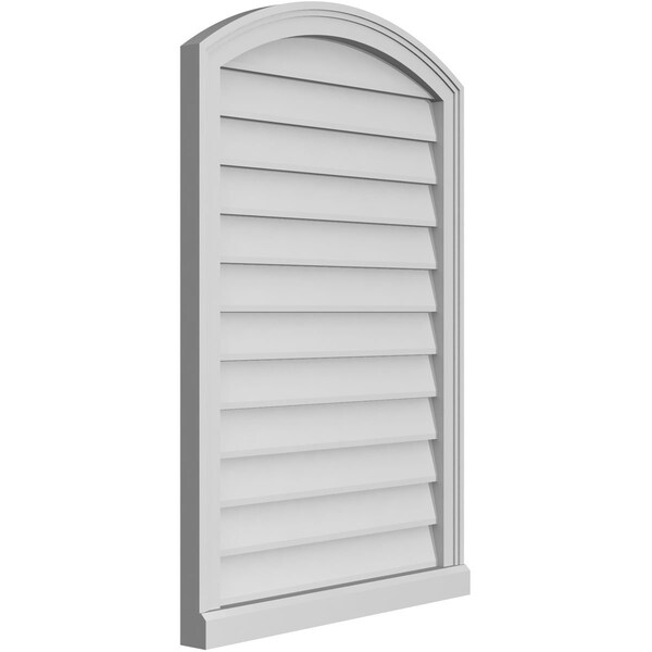 Ekena Millwork Arch Top Surface Mount PVC Gable Vent: Functional, w/ 2"W x 2"P Brickmould Sill Frame, 26"W x 38"H - GVPAR26X3803SF