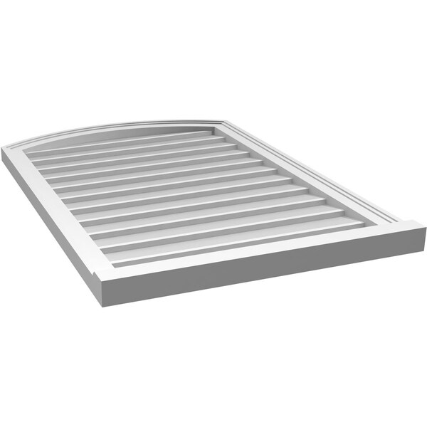 Ekena Millwork Arch Top Surface Mount PVC Gable Vent: Functional, w/ 2"W x 2"P Brickmould Sill Frame, 26"W x 38"H - GVPAR26X3803SF