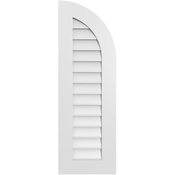 Ekena Millwork Quarter Round Top Right Surface Mount PVC Gable Vent w/ 3-1/2"W x 1"P Standard Frame, 14"W x 42"H - GVPQR14X4201SN