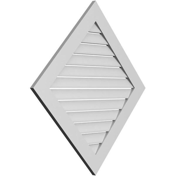 Ekena Millwork Diamond Surface Mount PVC Gable Vent: Non-Functional, w/ 3-1/2"W x 1"P Standard Frame, 40"W x 40"H - GVPDI40X4001SN