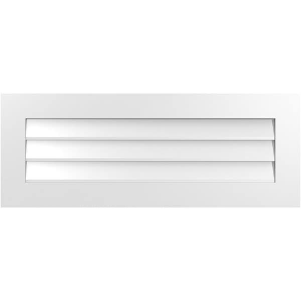Ekena Millwork Vertical Surface Mount PVC Gable Vent: Non-Functional, w/3-1/2"W x 1"H, Standard Frame, 42"W x 16"H - GVPVE42X1601SN