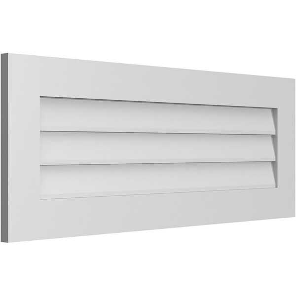 Ekena Millwork Vertical Surface Mount PVC Gable Vent: Non-Functional, w/3-1/2"W x 1"H, Standard Frame, 42"W x 16"H - GVPVE42X1601SN