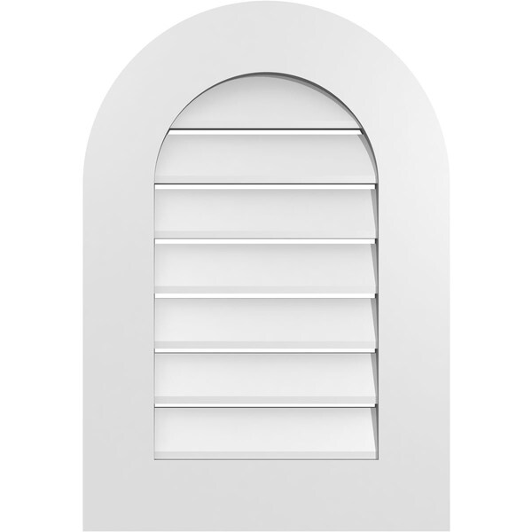 Ekena Millwork Round Top Surface Mount PVC Gable Vent: Functional, w/ 3-1/2"W x 1"P Standard Frame, 18"W x 26"H - GVPRT18X2601SF