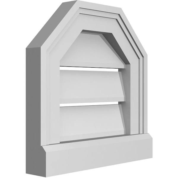 Ekena Millwork Octagonal Top Surface Mount PVC Gable Vent w/ 2"W x 2"P Brickmould Sill Frame, 12"W x 12"H - GVPOT12X1203SF