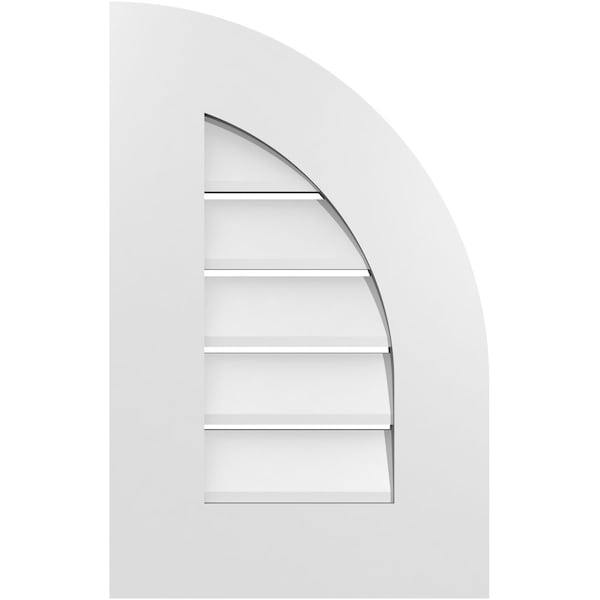 Ekena Millwork Quarter Round Top Right Surface Mount PVC Gable Vent w/ 3-1/2"W x 1"P Standard Frame, 14"W x 22"H - GVPQR14X2201SF