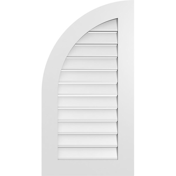 Ekena Millwork Quarter Round Top Left Surface Mount PVC Gable Vent w/ 3-1/2"W x 1"P Standard Frame, 20"W x 38"H - GVPQL20X3801SF