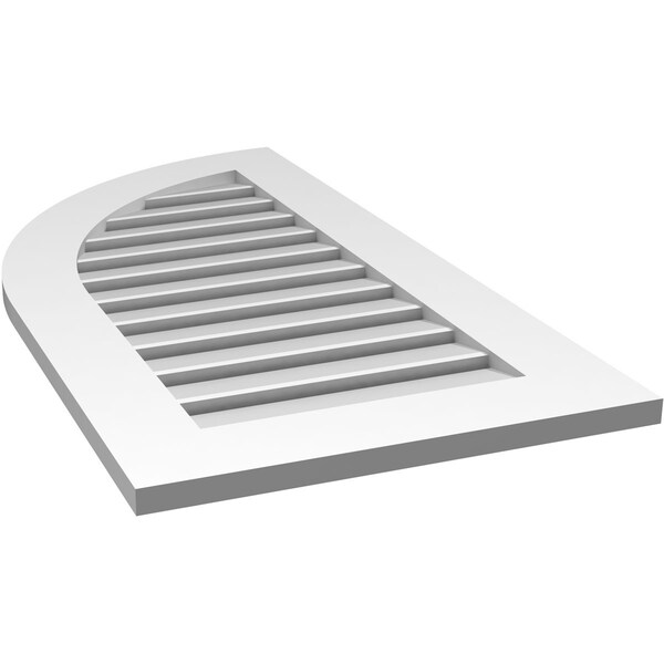 Ekena Millwork Quarter Round Top Left Surface Mount PVC Gable Vent w/ 3-1/2"W x 1"P Standard Frame, 20"W x 38"H - GVPQL20X3801SF