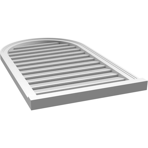 Ekena Millwork Round Top Surface Mount PVC Gable Vent: Functional, w/ 2"W x 2"P Brickmould Sill Frame, 24"W x 40"H - GVPRT24X4003SF