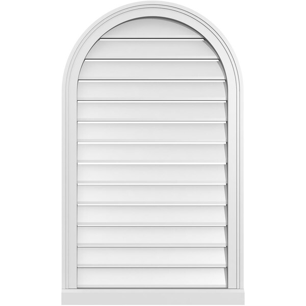 Ekena Millwork Round Top Surface Mount PVC Gable Vent: Functional, w/ 2"W x 2"P Brickmould Sill Frame, 24"W x 40"H - GVPRT24X4003SF
