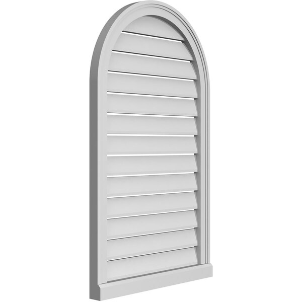 Ekena Millwork Round Top Surface Mount PVC Gable Vent: Functional, w/ 2"W x 2"P Brickmould Sill Frame, 24"W x 40"H - GVPRT24X4003SF