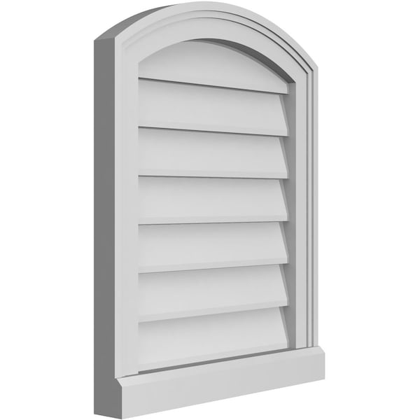 Ekena Millwork Arch Top Surface Mount PVC Gable Vent: Functional, w/ 2"W x 2"P Brickmould Sill Frame, 18"W x 22"H - GVPAR18X2203SF