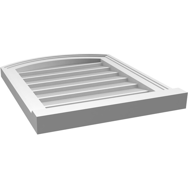 Ekena Millwork Arch Top Surface Mount PVC Gable Vent: Functional, w/ 2"W x 2"P Brickmould Sill Frame, 18"W x 22"H - GVPAR18X2203SF