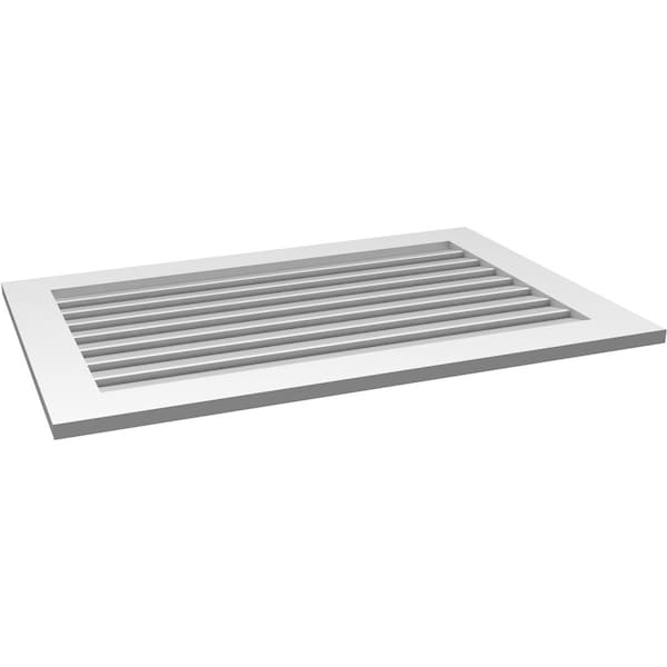 Ekena Millwork Vertical Surface Mount PVC Gable Vent: Functional, w/ 3-1/2"W x 1"P Standard Frame, 42"W x 28"H - GVPVE42X2801SF