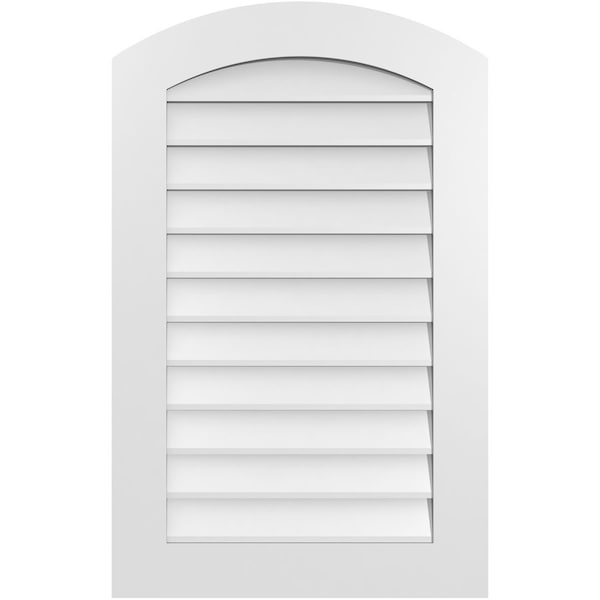 Ekena Millwork Arch Top Surface Mount PVC Gable Vent: Functional, w/ 3-1/2"W x 1"P Standard Frame, 24"W x 38"H - GVPAR24X3801SF