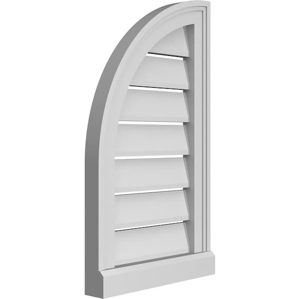 Ekena Millwork Quarter Round Top Left Surface Mount PVC Gable Vent w/ 2"W x 2"P Brickmould Sill Frame, 14"W x 24"H - GVPQL14X2403SF