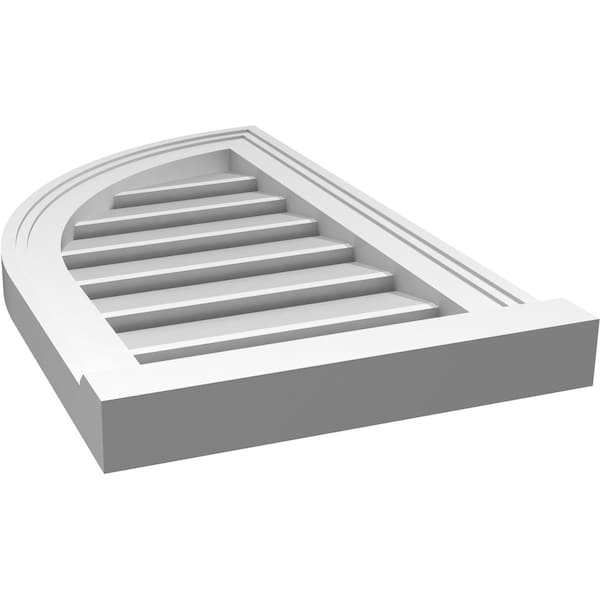 Ekena Millwork Quarter Round Top Left Surface Mount PVC Gable Vent w/ 2"W x 2"P Brickmould Sill Frame, 14"W x 24"H - GVPQL14X2403SF