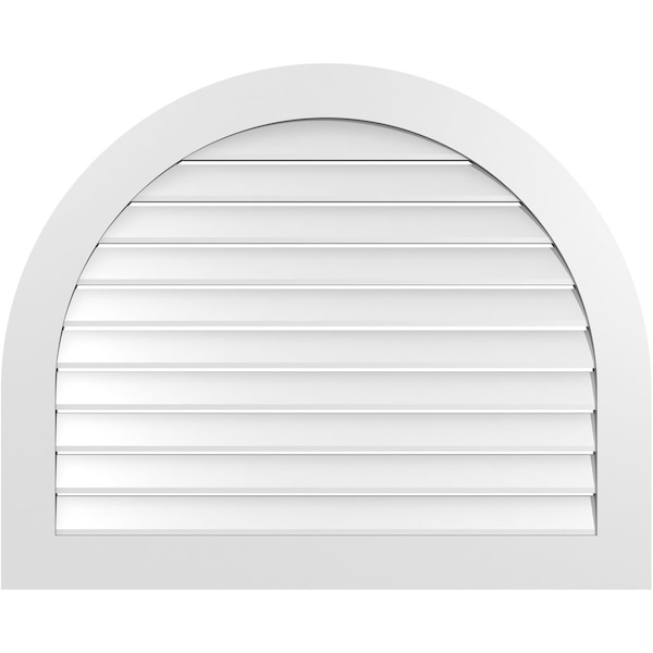 Ekena Millwork Round Top Surface Mount PVC Gable Vent: Functional, w/ 3-1/2"W x 1"P Standard Frame, 42"W x 34"H - GVPRT42X3401SF