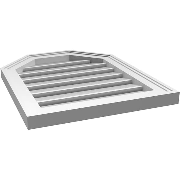 Ekena Millwork Octagonal Top Surface Mount PVC Gable Vent w/ 2"W x 1-1/2"P Brickmould Frame, 18"W x 22"H - GVPOT18X2202SF