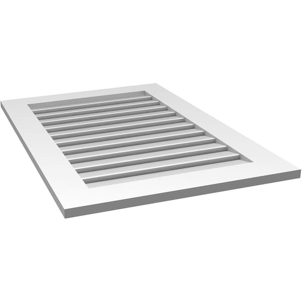 Ekena Millwork Vertical Surface Mount PVC Gable Vent: Functional, w/ 3-1/2"W x 1"P Standard Frame, 26"W x 38"H - GVPVE26X3801SF