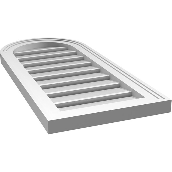 Ekena Millwork Round Top Surface Mount PVC Gable Vent: Functional, w/ 2"W x 1-1/2"P Brickmould Frame, 14"W x 30"H - GVPRT14X3002SF