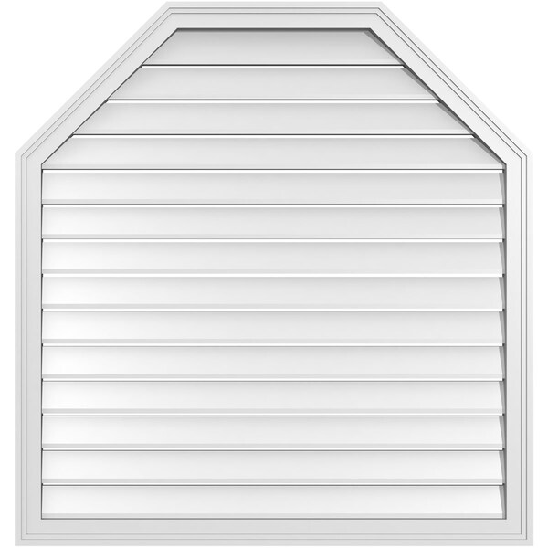 Ekena Millwork Octagonal Top Surface Mount PVC Gable Vent w/ 2"W x 1-1/2"P Brickmould Frame, 40"W x 42"H - GVPOT40X4202SF