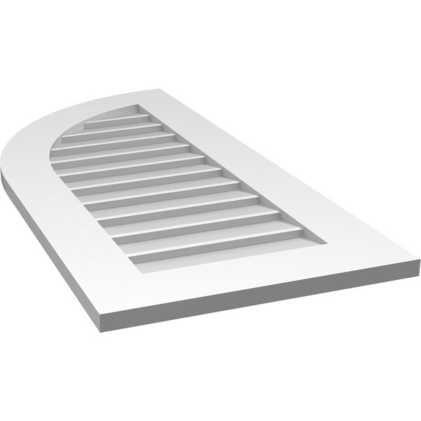 Ekena Millwork Quarter Round Top Left Surface Mount PVC Gable Vent w/ 3-1/2"W x 1"P Standard Frame, 18"W x 38"H - GVPQL18X3801SN