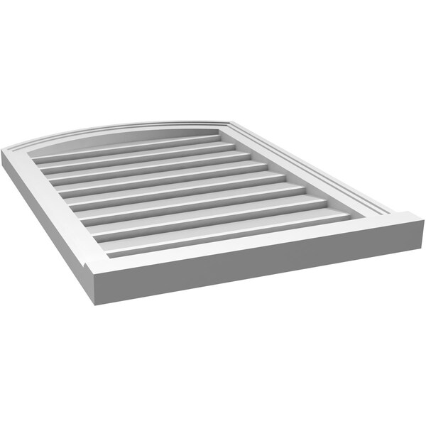 Ekena Millwork Arch Top Surface Mount PVC Gable Vent w/ 2"W x 2"P Brickmould Sill Frame, 22"W x 28"H - GVPAR22X2803SN