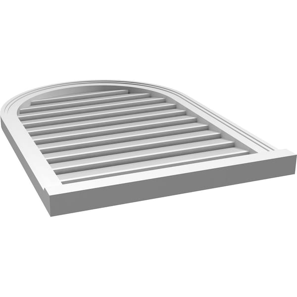 Ekena Millwork Round Top Surface Mount PVC Gable Vent: Functional, w/ 2"W x 2"P Brickmould Sill Frame, 24"W x 34"H - GVPRT24X3403SF