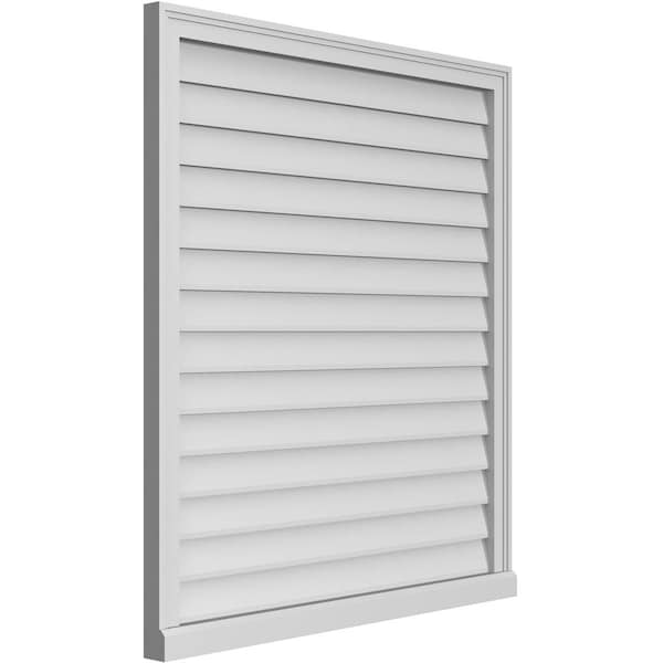 Ekena Millwork Vertical Surface Mount PVC Gable Vent w/ 2"W x 2"H , Brickmould Sill Frame, 38"W x 42"H - GVPVE38X4203SN