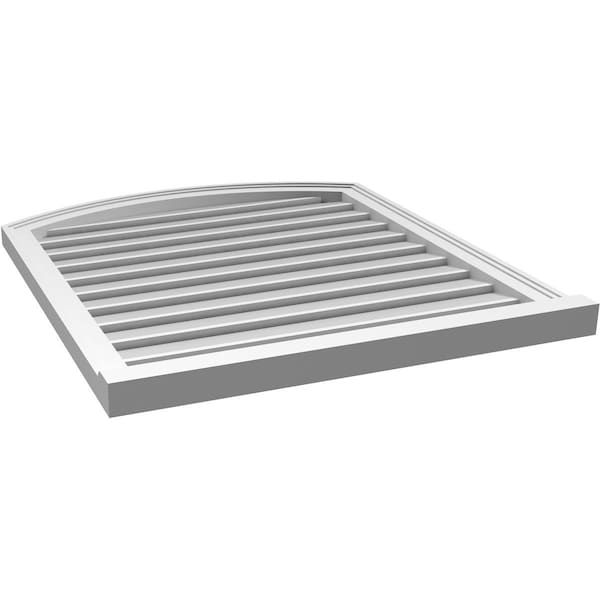 Ekena Millwork Arch Top Surface Mount PVC Gable Vent w/ 2"W x 2"P Brickmould Sill Frame, 30"W x 32"H - GVPAR30X3203SN