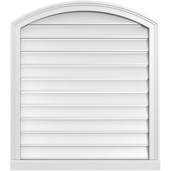 Ekena Millwork Arch Top Surface Mount PVC Gable Vent w/ 2"W x 2"P Brickmould Sill Frame, 30"W x 32"H - GVPAR30X3203SN