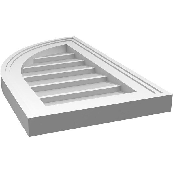 Ekena Millwork Quarter Round Top Left Surface Mount PVC Gable Vent w/ 2"W x 1-1/2"P Brickmould Frame, 12"W x 20"H - GVPQL12X2002SN
