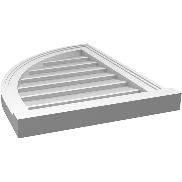 Ekena Millwork Quarter Round Top Left Surface Mount PVC Gable Vent w/ 2"W x 2"P Brickmould Sill Frame, 18"W x 24"H - GVPQL18X2403SN