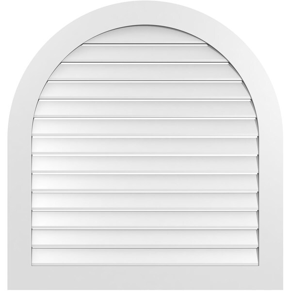 Ekena Millwork Round Top Surface Mount PVC Gable Vent: Functional, w/ 3-1/2"W x 1"P Standard Frame, 40"W x 42"H - GVPRT40X4201SF