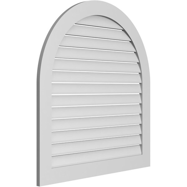 Ekena Millwork Round Top Surface Mount PVC Gable Vent: Functional, w/ 3-1/2"W x 1"P Standard Frame, 40"W x 42"H - GVPRT40X4201SF