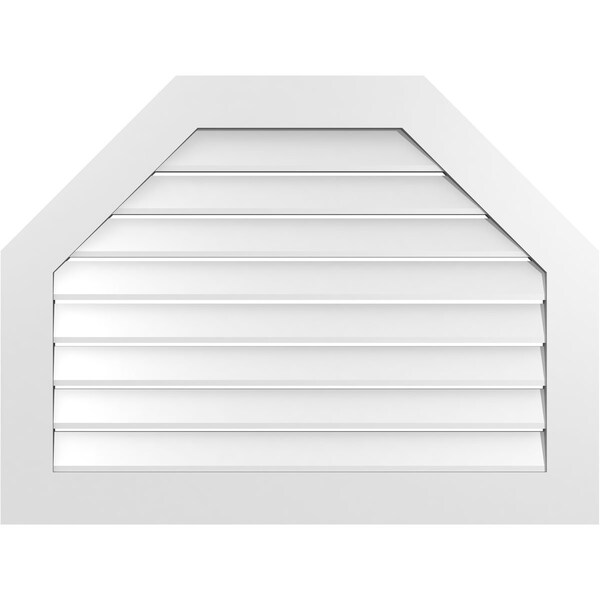 Ekena Millwork Octagonal Top Surface Mount PVC Gable Vent: Functional, w/ 3-1/2"W x 1"P Standard Frame, 40"W x 30"H - GVPOT40X3001SF