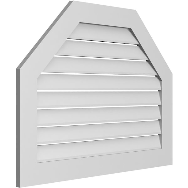 Ekena Millwork Octagonal Top Surface Mount PVC Gable Vent: Functional, w/ 3-1/2"W x 1"P Standard Frame, 40"W x 30"H - GVPOT40X3001SF