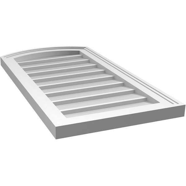 Ekena Millwork Arch Top Surface Mount PVC Gable Vent: Functional, w/ 2"W x 1-1/2"P Brickmould Frame, 16"W x 30"H - GVPAR16X3002SF