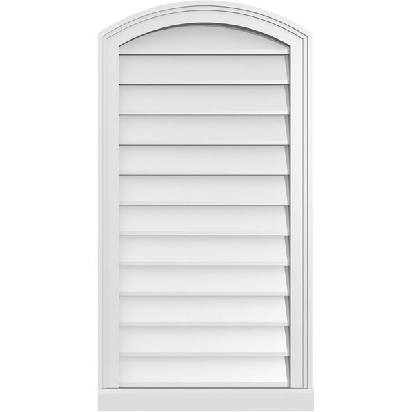 Ekena Millwork Arch Top Surface Mount PVC Gable Vent: Functional, w/ 2"W x 2"P Brickmould Sill Frame, 20"W x 38"H - GVPAR20X3803SF