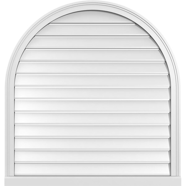 Ekena Millwork Round Top Surface Mount PVC Gable Vent: Functional, w/ 2"W x 2"P Brickmould Sill Frame, 38"W x 40"H - GVPRT38X4003SF