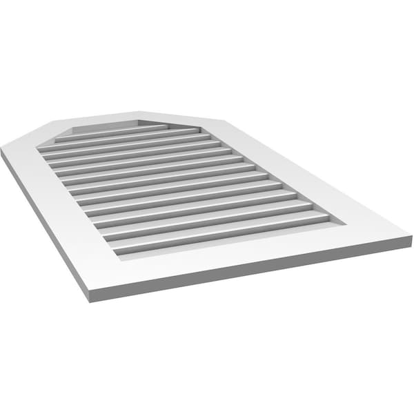 Ekena Millwork Octagonal Top Surface Mount PVC Gable Vent: Functional, w/ 3-1/2"W x 1"P Standard Frame, 26"W x 42"H - GVPOT26X4201SF
